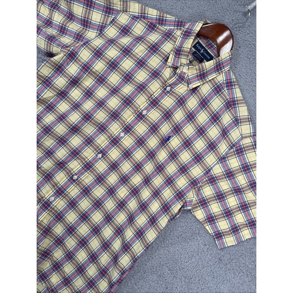 Polo Ralph Lauren Blake Shirt‎ Short Sleeve Men's Large Plaid Embroidered Pony